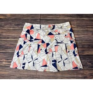 Coral Bay Golf Skort Womens Large Navy Coral Geometric Print Pleated Athletic‎